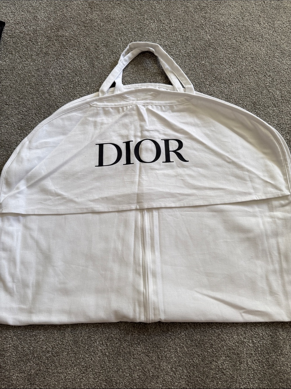 Dior White Heavy Cotton Logo Garment Bag